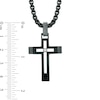 Men's Diamond Accent Cutout Cross Pendant in Black IP Stainless Steel - 24"