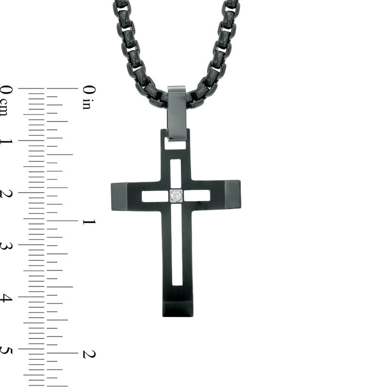 Peoples Jewellers Men's Bevelled Edge Cross Pendant in Stainless