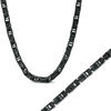 Thumbnail Image 0 of Men's 5.0mm Byzantine Chain Necklace and Bracelet Set in Black IP Stainless Steel - 24"