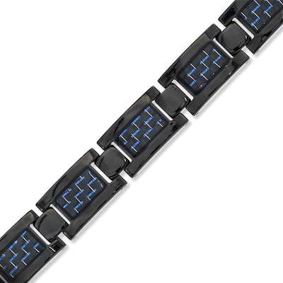 Men's 11.0mm Carbon fibre Link Bracelet in Black Titanium - 8.5"