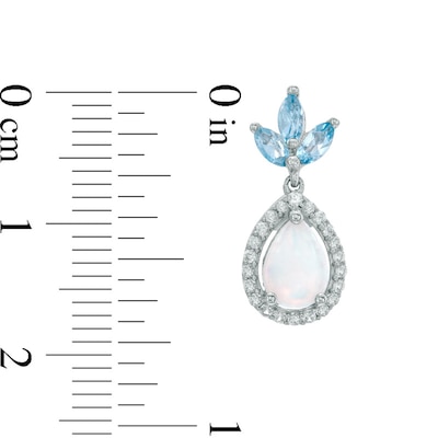 Pear-Shaped Lab-Created Opal and Blue Topaz with Lab-Created White Sapphire Earrings in Sterling Silver