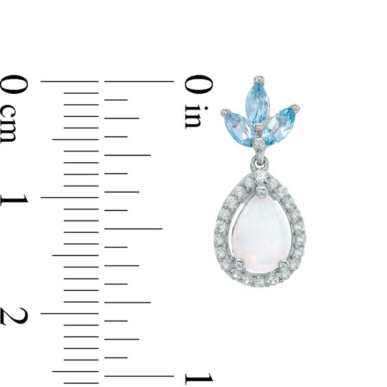 Pear-Shaped Lab-Created Opal and Blue Topaz with Lab-Created White Sapphire Earrings in Sterling Silver