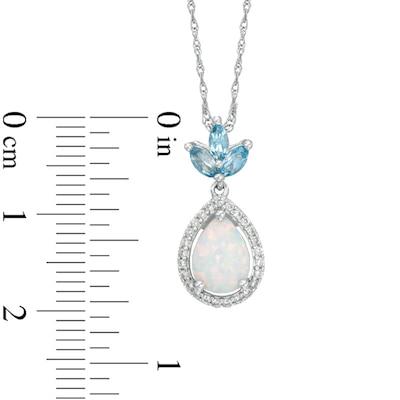 Pear-Shaped Lab-Created Opal and Blue Topaz with Lab-Created White Sapphire Pendant in Sterling Silver