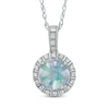 9.0mm Lab-Created Opal and White Sapphire Frame Pendant in Sterling Silver