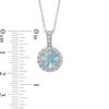 9.0mm Lab-Created Opal and White Sapphire Frame Pendant in Sterling Silver