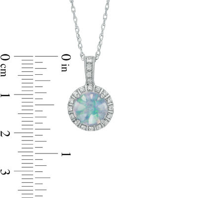 9.0mm Lab-Created Opal and White Sapphire Frame Pendant in Sterling Silver