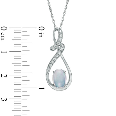 Oval Lab-Created Blue Opal and White Sapphire Swirl Pendant in Sterling Silver