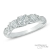 0.95 CT. T.W. Diamond Past Present Future Tri-Sides Engagement Ring in 14K White Gold