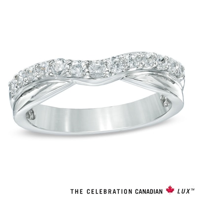 Celebration Canadian Lux® 0.40 CT. T.W. Certified Diamond Contour Wedding Band in 18K White Gold (I/SI2)