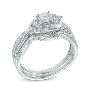 0.63 CT. T.W. Diamond Tri-Sides Bridal Set in 10K Gold