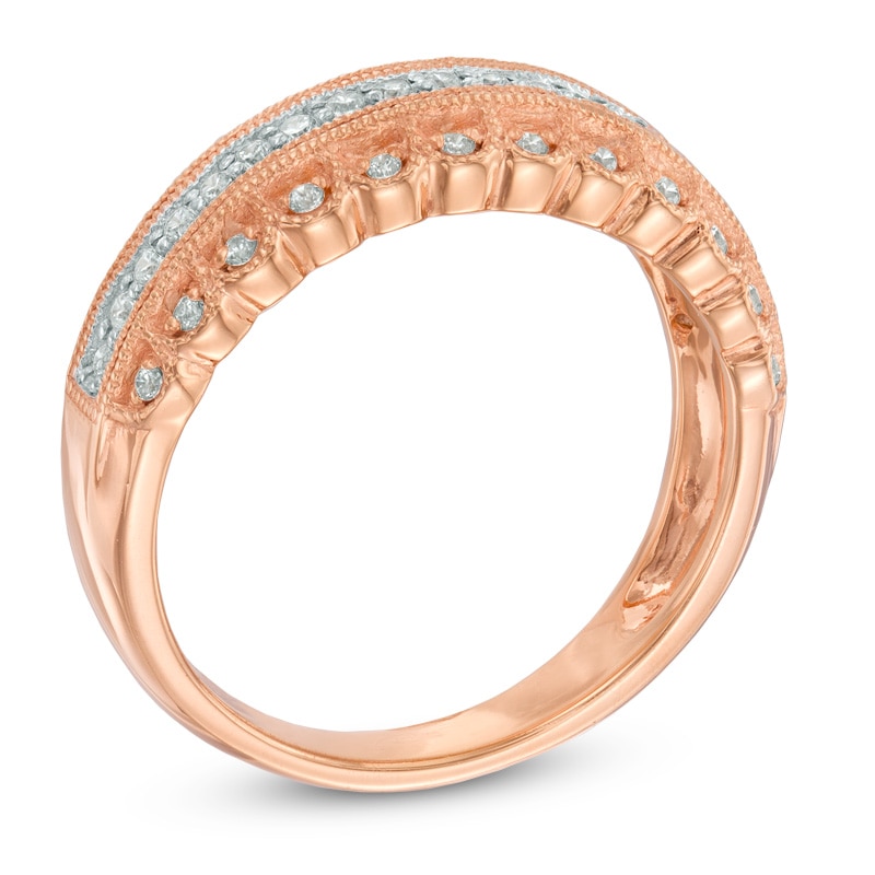 0.25 CT. T.W. Diamond Vintage-Style Scalloped Anniversary Band in 10K Rose Gold|Peoples Jewellers