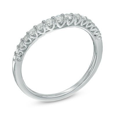 0.33 CT. T.W. Diamond Contour Wedding Band in 14K White Gold