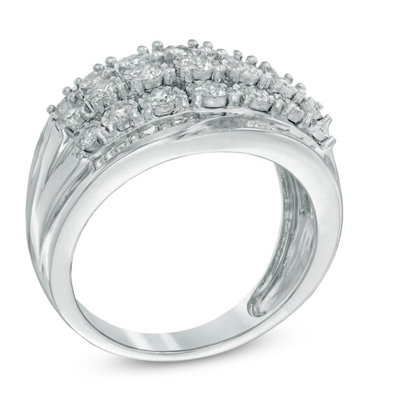 1.00 CT. T.W. Diamond Multi-Row Anniversary Ring in 10K White Gold