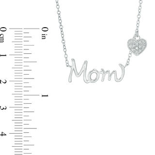 Diamond Accent "Mom" with Heart Charm Necklace in Sterling Silver