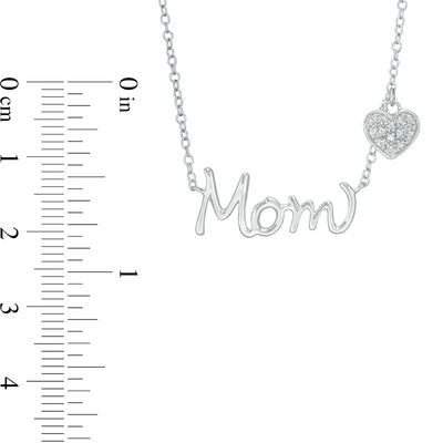 Diamond Accent "Mom" with Heart Charm Necklace in Sterling Silver