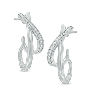 0.20 CT. T.W. Diamond "X" J-Hoop Earrings in Sterling Silver