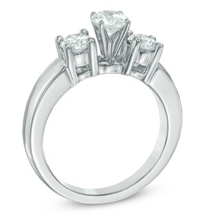 0.58 CT. T.W. Diamond Three Stone Style Semi-Mount in 14K White Gold