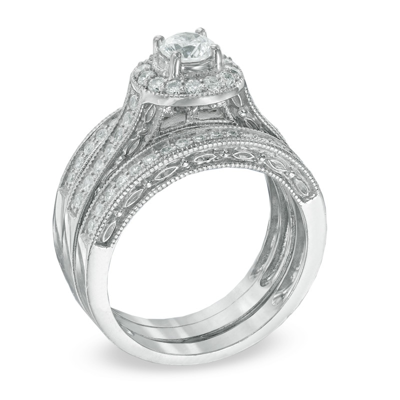 1.00 CT. T.W. Diamond Frame Three Piece Bridal Set in 14K White Gold|Peoples Jewellers