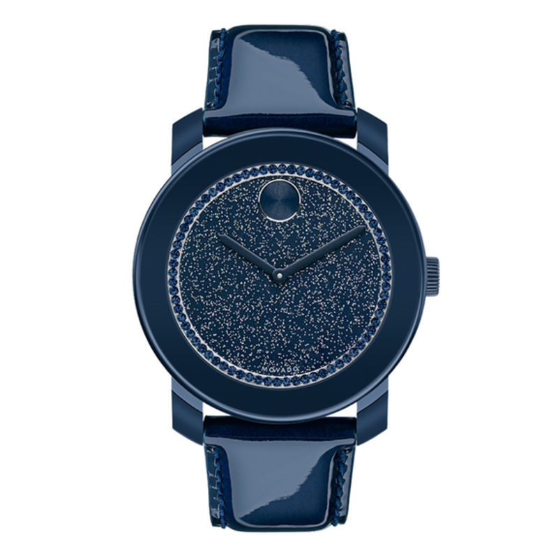 Ladies' Movado Bold® Navy Crystal Watch with Navy Glitter Museum® Dial (Model: 3600229)