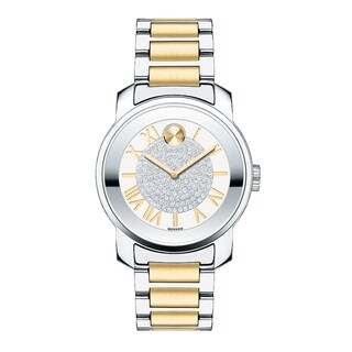 Ladies' Movado Bold® Luxe Crystal Accent Two-Tone Watch with Silver-Tone Dial (Model: 3600256)