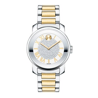 Ladies' Movado Bold® Luxe Crystal Accent Two-Tone Watch with Silver-Tone Dial (Model: 3600256)