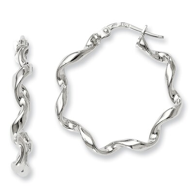 25mm Twisted Hoop Earrings in Sterling Silver