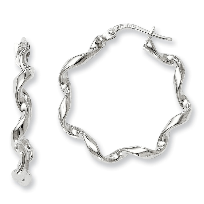 3.5 x 25mm Twisted Hoop Earrings in Sterling Silver|Peoples Jewellers