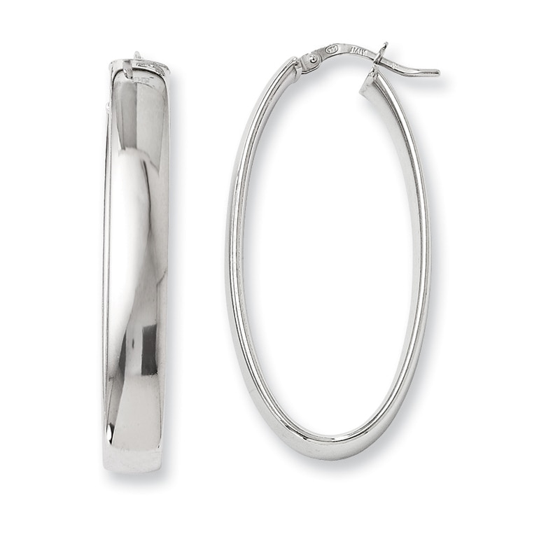6.0 x 20mm Oval Hoop Earrings in Sterling Silver