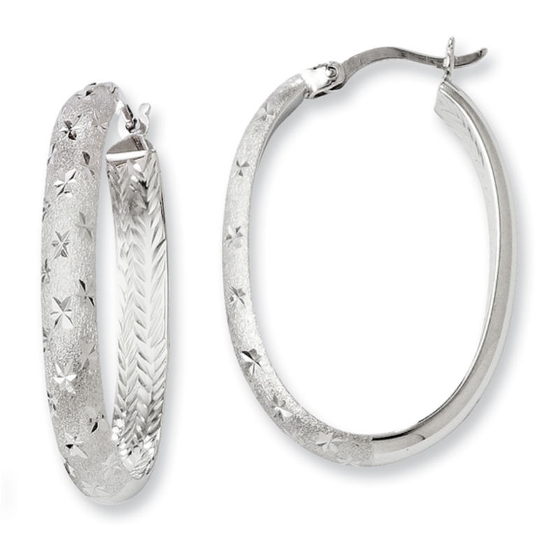4.0 x 20mm Diamond-Cut Inside-Out Hoop Earrings in Sterling Silver