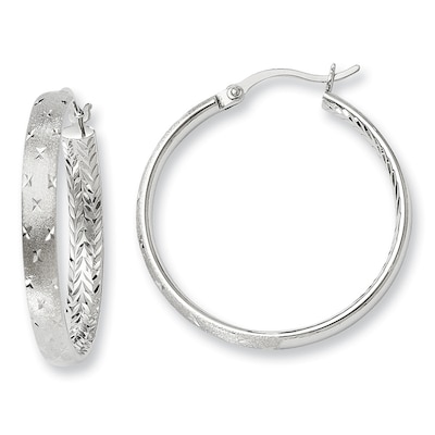 30mm Diamond-Cut Inside-Out Hoop Earrings in Sterling Silver