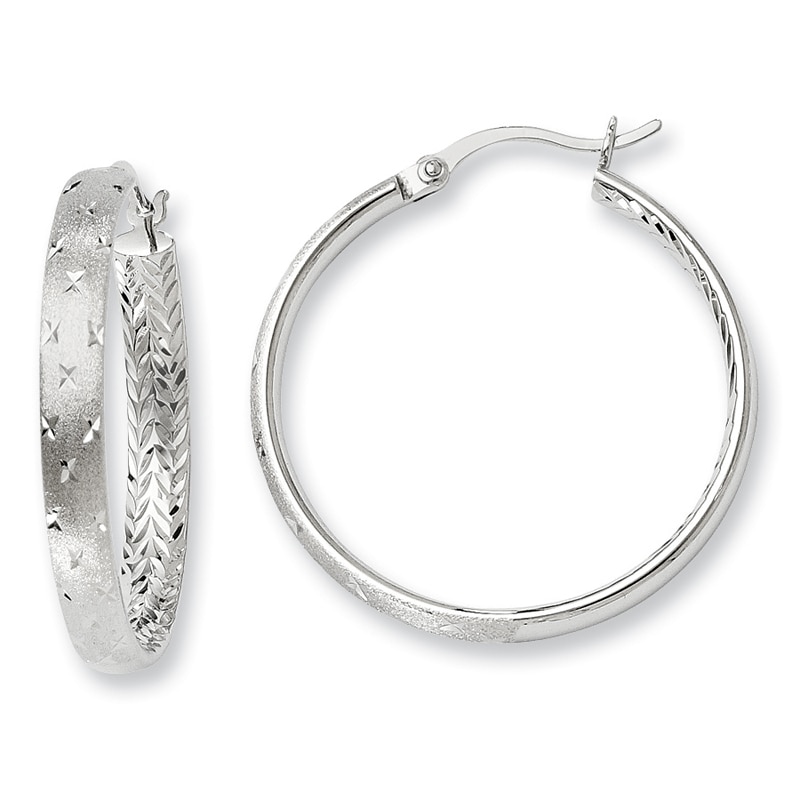 4.0 x 30mm Diamond-Cut Inside-Out Hoop Earrings in Sterling Silver|Peoples Jewellers