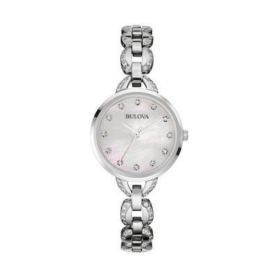 Ladies' Bulova Crystal Accent Watch with Mother-of-Pearl Dial (Model: 96L203)