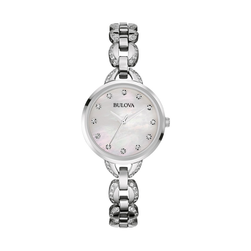 Ladies' Bulova Crystal Accent Watch with Mother-of-Pearl Dial (Model: 96L203)