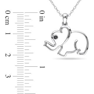 Black Diamond Accent Elephant Pendant in Sterling Silver