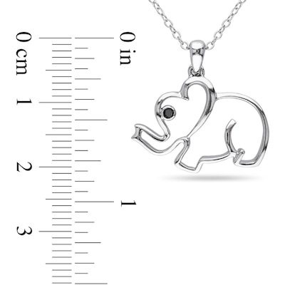 Black Diamond Accent Elephant Pendant in Sterling Silver