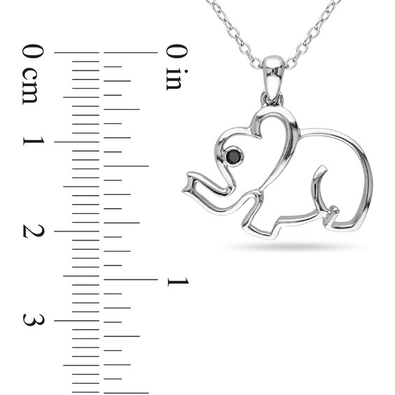 Black Diamond Accent Elephant Pendant in Sterling Silver