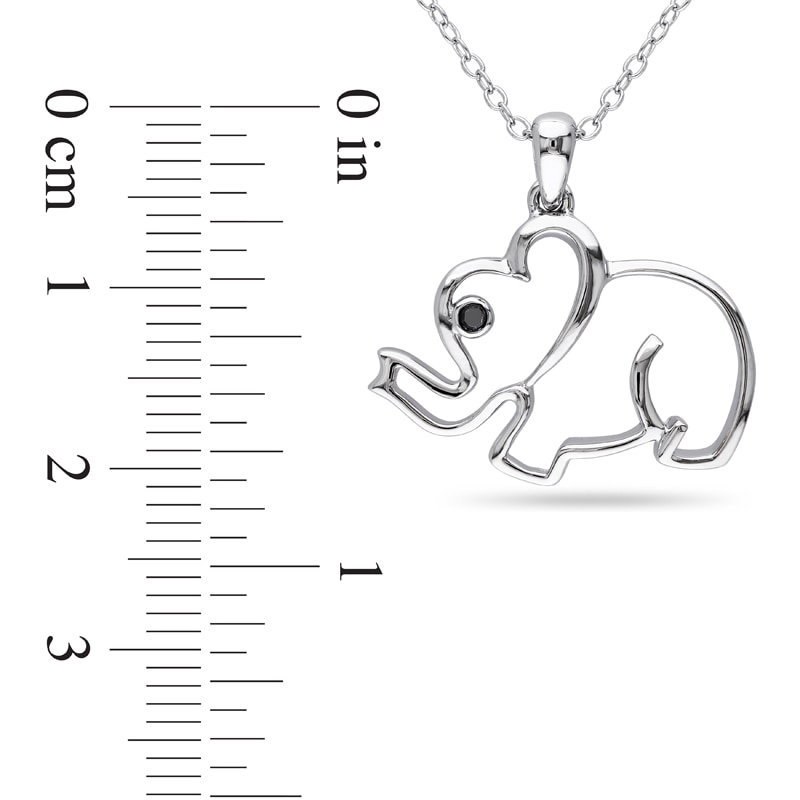 Black Diamond Accent Elephant Pendant in Sterling Silver|Peoples Jewellers