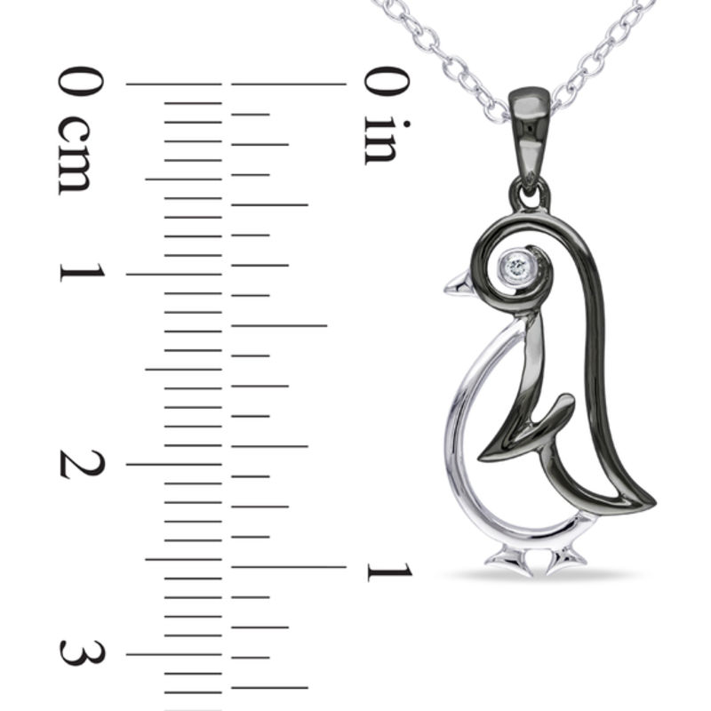Diamond Accent Penguin Pendant in Two-Tone Sterling Silver|Peoples Jewellers