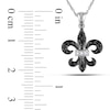 0.12 CT. T.W. Enhanced Black and White Diamond Fleur-de-Lis Pendant in 10K White Gold - 17"