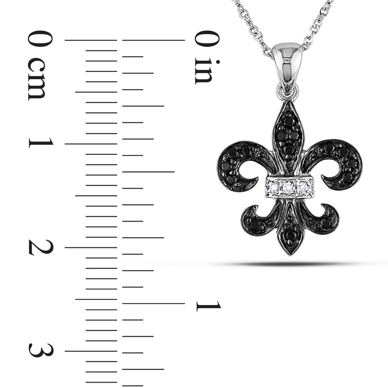 0.12 CT. T.W. Enhanced Black and White Diamond Fleur-de-Lis Pendant in 10K White Gold - 17"|Peoples Jewellers