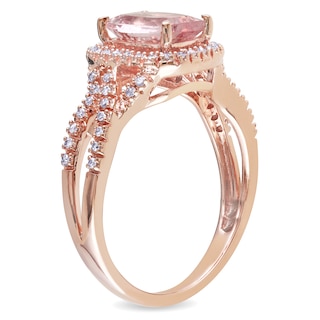 Cushion-Cut Morganite and 0.17 CT. T.W. Diamond Ring in 10K Rose Gold