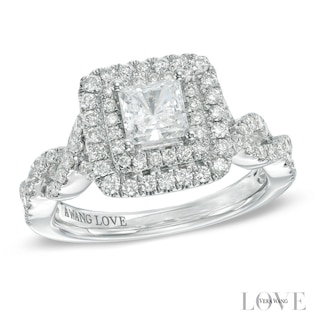 Vera Wang Love Collection 1.29 CT. T.W. Princess-Cut Diamond Double Frame Ring in 14K White Gold