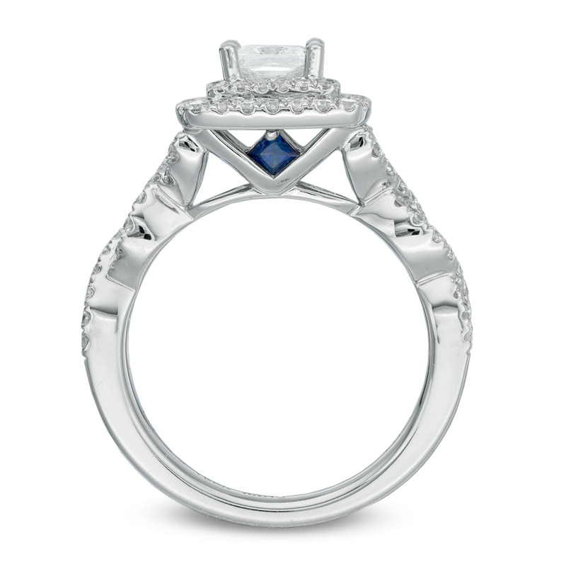 Vera Wang Love Collection 1.29 CT. T.W. Princess-Cut Diamond Double Frame Ring in 14K White Gold