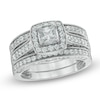 1.00 CT. T.W. Princess-Cut Diamond Frame Three Piece Bridal Set in 14K White Gold