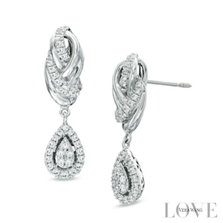 Vera Wang Love Collection 0.35 CT. T.W. Diamond Knot Drop Earrings in 14K White Gold