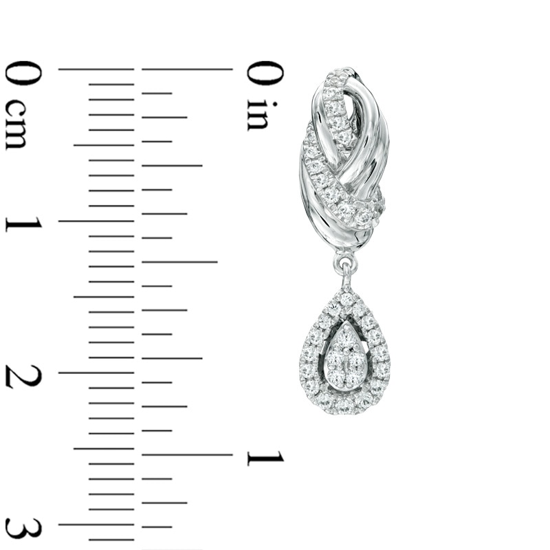 Main Image 3 of Vera Wang Love Collection 0.35 CT. T.W. Diamond Knot Drop Earrings in 14K White Gold