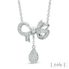 Vera Wang Love Collection 0.19 CT. T.W. Diamond Bow with Teardrop Necklace in Sterling Silver