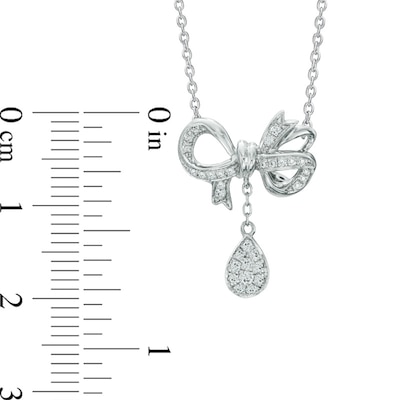 Vera Wang Love Collection 0.19 CT. T.W. Diamond Bow with Teardrop Necklace in Sterling Silver