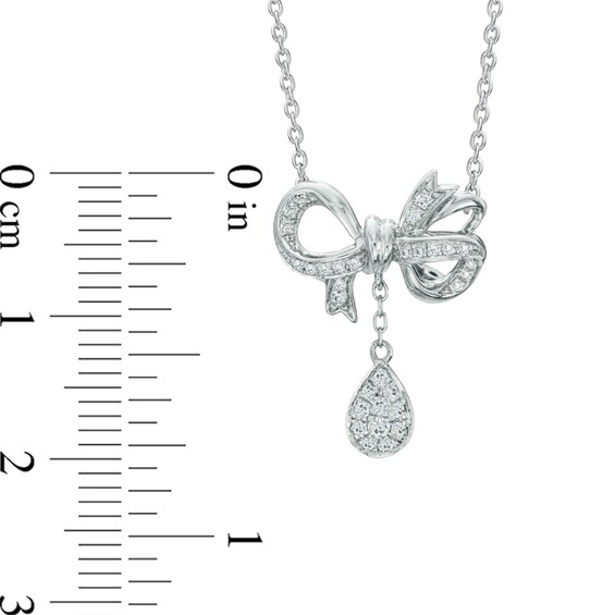 Vera Wang Love Collection 0.19 CT. T.W. Diamond Bow with Teardrop Necklace in Sterling Silver