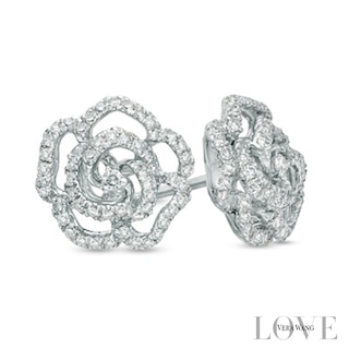 Vera Wang Love Collection 0.31 CT. T.W. Diamond Rose Stud Earrings in 14K Gold